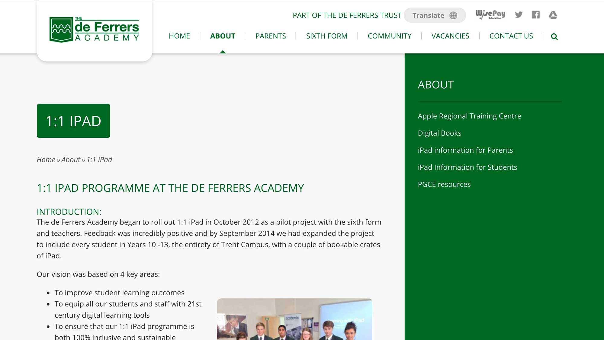 De Ferrers Academy website